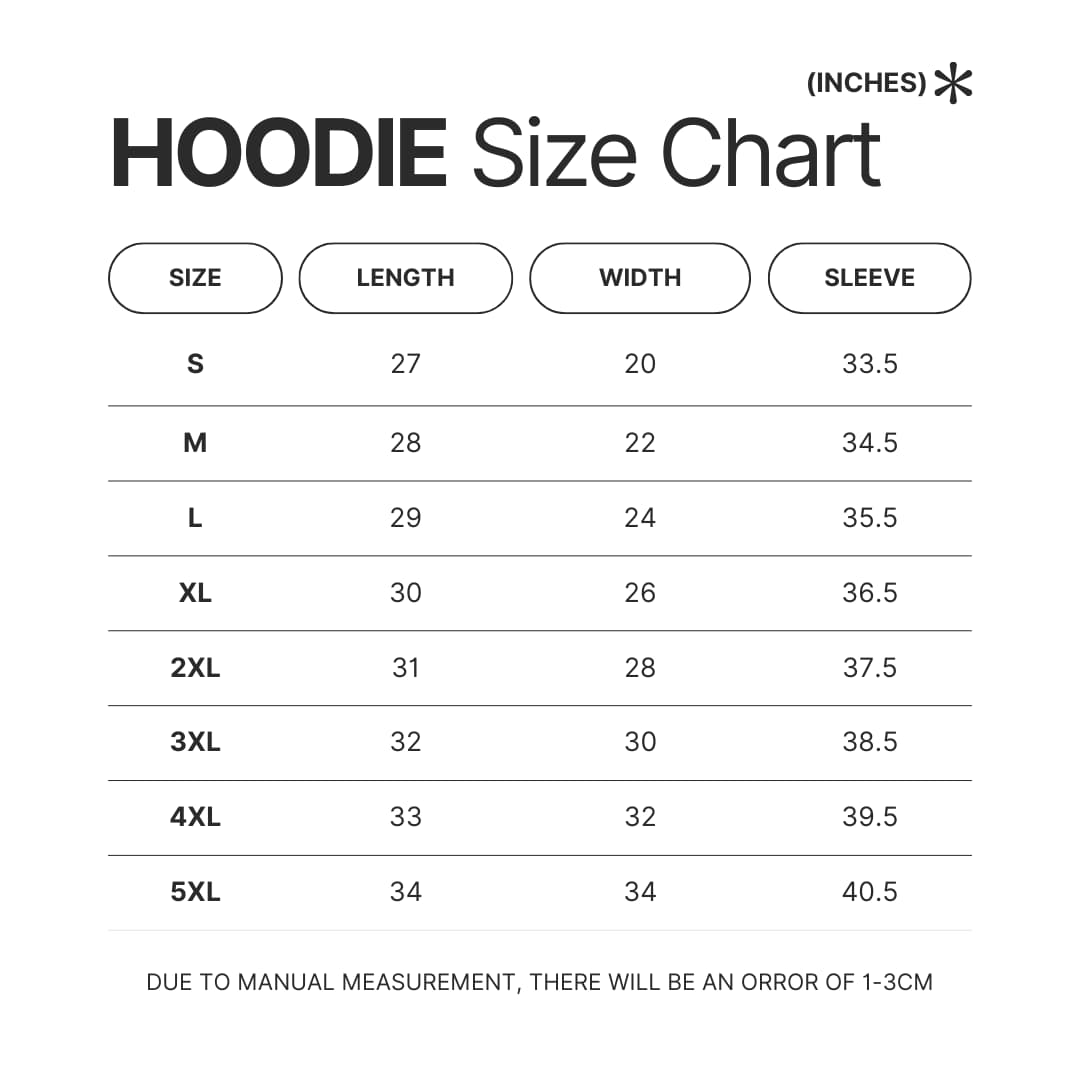 Hoodie Size Chart - Eagles Band Merch